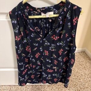 Floral Sleeveless Top - Navy